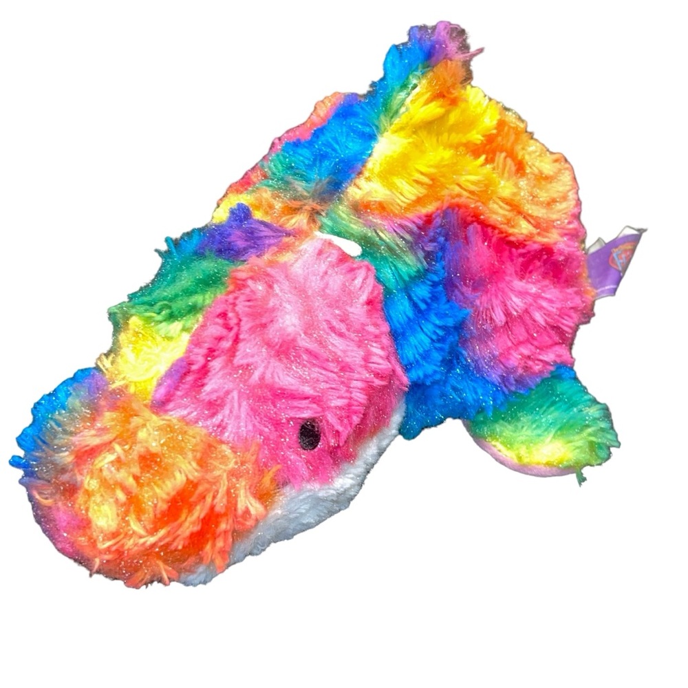 FLIPAZOO Rainbow Dolphin Pink Seal Stuffed Animal Reversible Plush Toy EUC